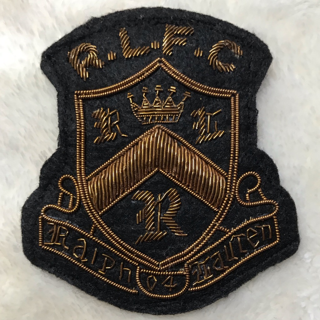 Rugby By Ralph Lauren Black And Antique Gold Crest Football Club Patch